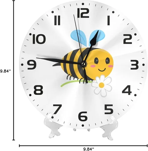 Miniatura 8 de Bee - Reloj de pared para niños, 10 pulgadas, silencioso, sin tictac, fácil de leer, reloj de pared para niños y niñas, decorativo para habitación