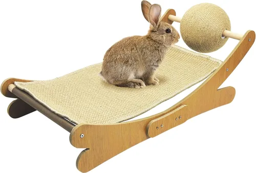 Miniatura 9 de Fhiny Juguete rascador de conejo, bola rascador de conejo de sisal natural con almohadilla de cartón, 2 en 1, rascador de garra de conejo, juguetes