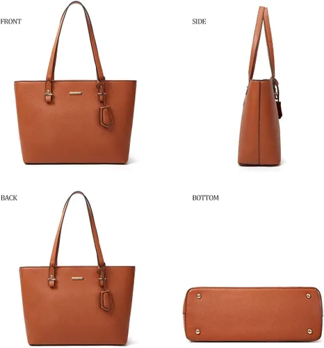 Miniatura 207 de Juego de 4 bolsas modernos para mujer de cuero sintético: bolso tote, bolso de hombro, bolso de mano y cartera.