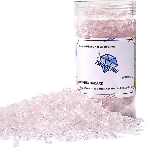 Miniatura 9 de TWINKLING Grava de vidrio de alto brillo con destellos, vidrio roto, chips de gemas de fuego, vidrio triturado para chimenea, manualidades