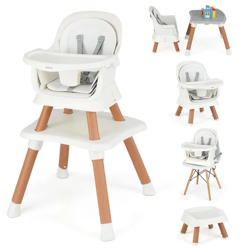 Miniatura 13 de INFANS Silla Alta 8 en 1 para Bebé, Silla Alta Convertible para Bebés y Niños Pequeños, Asiento Elevador de Comedor para Bebés, Mesa de Bloques