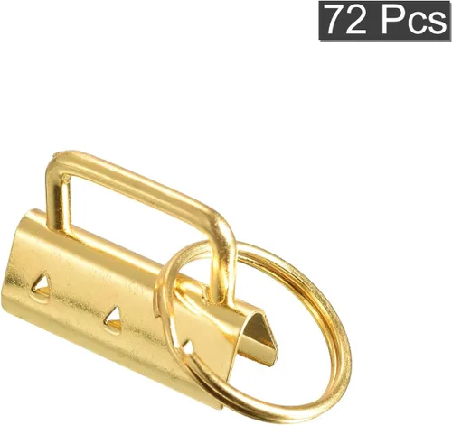Miniatura 3 de uxcell 72 llaveros de 1.3 pulgadas (1.260 in) con llavero y anillo para correas de bolsa, pulseras, cordones, tono dorado
