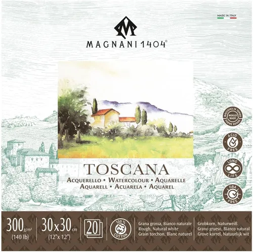 Miniatura 7 de Magnani 1404 Toscana Rough - Bloc de papel de acuarela 100% algodón, 20 hojas, 8 x 20, 140 libras, sin ácidos, resistente a los rayos UV, bordes