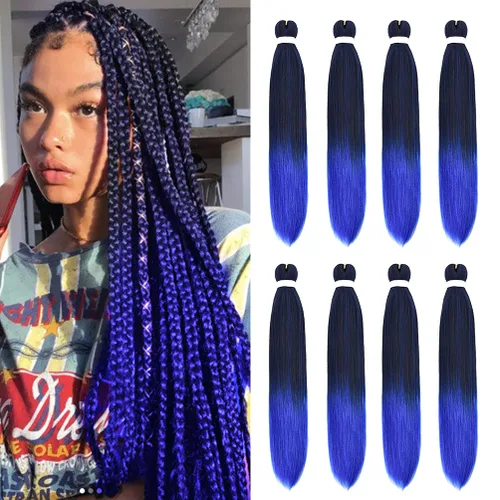 Miniatura 84 de 8 paquetes de extensiones preestiradas - 16 pulgadas de cabello trenzado premium, 55G/paquete, sin picazón, fijación en agua caliente, textura Perm