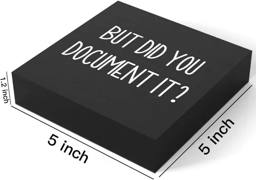 Miniatura 2 de mmiishe Letrero decorativo de madera con texto en inglés «But Did You Document It» para oficina, caja de madera para oficina, letrero cuadrado Negro