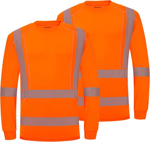 Miniatura 25 de ProtectX Camisas de manga larga de alta visibilidad, camiseta de seguridad reflectante de alta visibilidad para hombres y mujeres, camisa de Azul