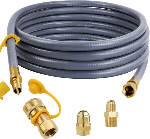 Manguera de gas natural de 24 pies y 1/2 pulgada para generador con accesorios de conexión rápida, manguera de línea de gas natural para exteriores