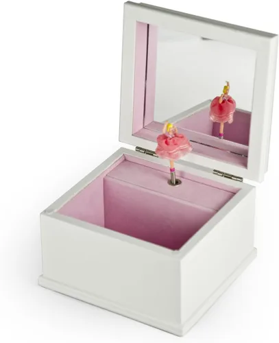 Miniatura 2 de Joyero musical de bailarina con 18 notas de hada encantada, color blanco mate, muchas canciones para elegir, caja de música bailarina