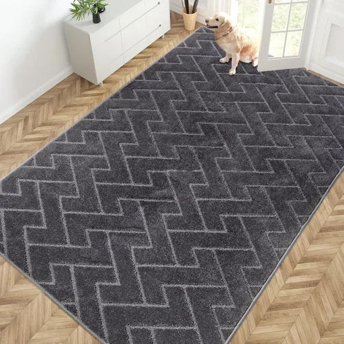 Miniatura 60 de PURRUGS Alfombra de fácil cuidado de 6 x 9 pies, antideslizante, lavable a máquina, tapete para puerta de perro, resistente a las manchas