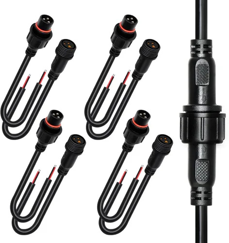 Miniatura 8 de Conector de tira LED de 2 pines 18AWG IP65 macho hembra 7.87 pulgadas, cable de extensión para automóvil, camión, barco, conector LED impermeable