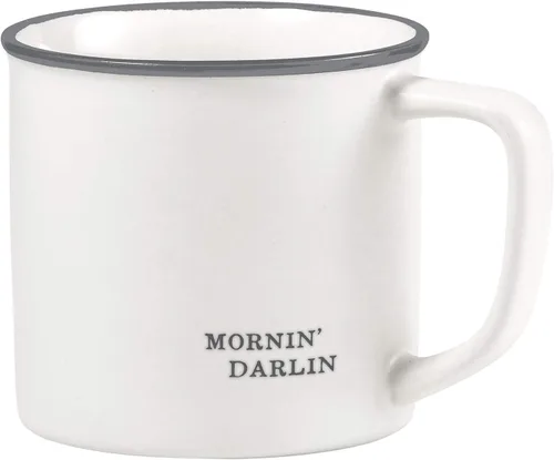 Santa Barbara Design Studio Tazas de Café en Blanco y Negro con Diseños Cara a Cara, Taza de Gres de 16 Onzas, Mornin' Darlin'