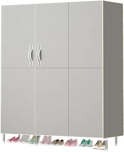 Miniatura 9 de Organizador portátil de ropa de 34 pulgadas, simple no tejido, armario de almacenamiento de ropa multifuncional con cubierta y barra para colgar Gris