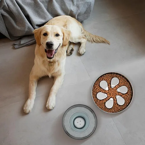 Miniatura 7 de Tazón de alimentación lenta para perros, 3.5 tazas para razas grandes, cuencos de acero inoxidable 304 de grado alimenticio con base antideslizante