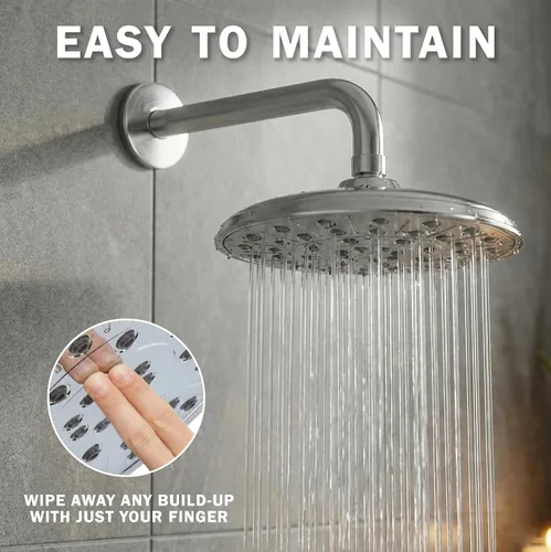 Miniatura 6 de Aqua Elegante Cabezal de ducha tipo lluvia, cabezal de ducha grande de 8 pulgadas con boquillas de autolimpieza, alto flujo, fácil de instalar