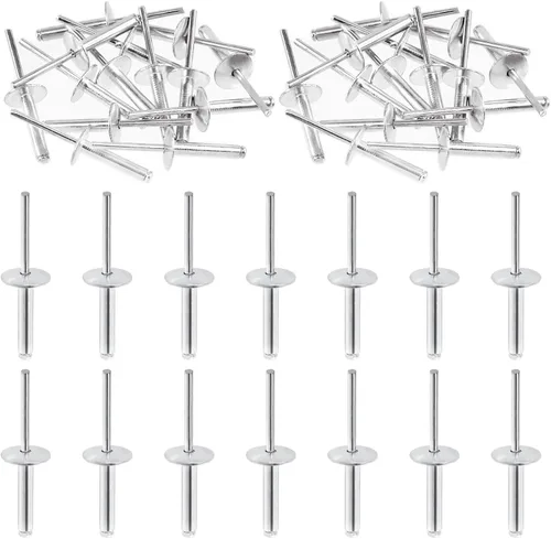 Miniatura 9 de Swpeet 260 piezas de 7 tamaños 3/16" 1/8" 5/32" - M3.2/4/4.8 Kit surtido de remaches ciegos de aluminio con brida grande, remaches plateados