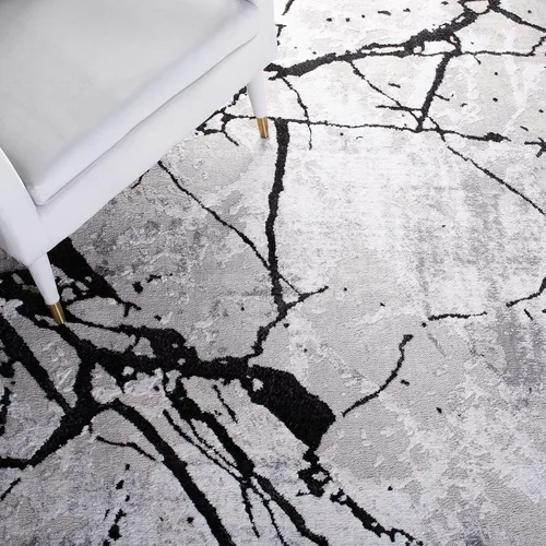 Miniatura 8 de SAFAVIEH Amelia Collection - Alfombra decorativa de 2 x 4 pies, gris y negro, diseño abstracto moderno, no desprende pelusa y de fácil cuidado