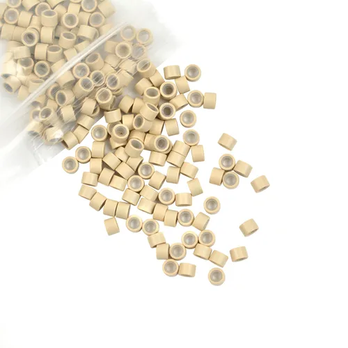Miniatura 2 de 200 cuentas de oropel forradas de silicona de 0.157 in para extensiones de cabello (negro)