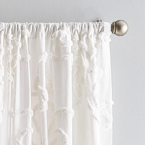Miniatura 2 de Peri Home Gates - Cortina de felpilla copetuda con bolsillo para barra, par de paneles de 84 pulgadas, color blanco
