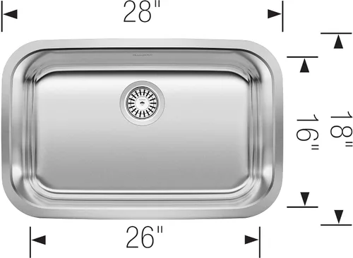 Miniatura 2 de BLANCO, Acero inoxidable 441529 STELLAR - Fregadero de cocina empotrado compatible con la ADA, 28" X 18