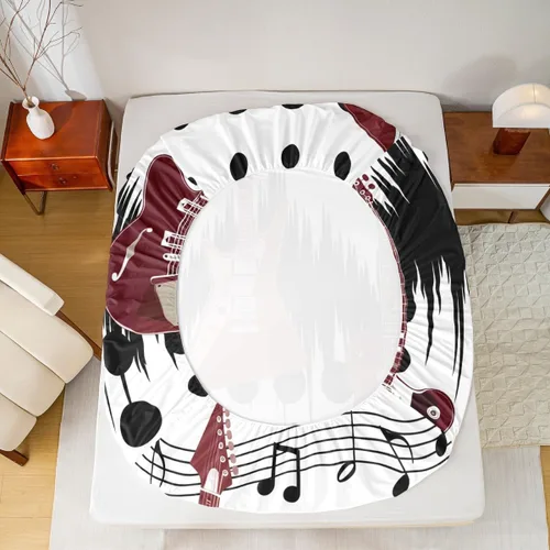 Miniatura 25 de Castle Fairy Juego de sábanas de botas de vaquero, tamaño individual, juego de ropa de cama de guitarra musical bohemia de 3 piezas para niños