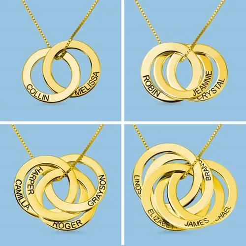 Miniatura 3 de Getname Necklace Collar de anillo ruso grabado personalizado personalizado con nombre de la familia, collar de plata esterlina 925, joyería