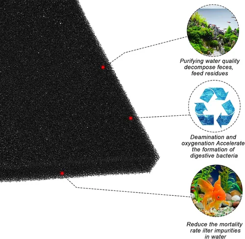 Miniatura 3 de Honoson Paquete de 4 almohadillas de filtro de esponja biológica para acuario, almohadillas de filtro de espuma de celda abierta para acuario