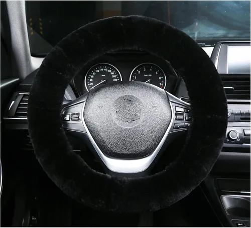 Miniatura 22 de U&M Funda para volante de automotor de lana auténtica, elastizada. Almohadilla protectora de volante de vehículo, de lana australiana, Menta