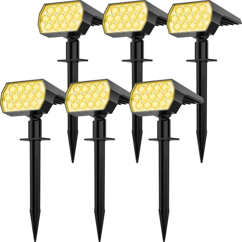 Miniatura 17 de Focos solares para exteriores, cambio de color, 7 modos/14 luces LED solares para exteriores, impermeables, RGB multicolor, luces solares
