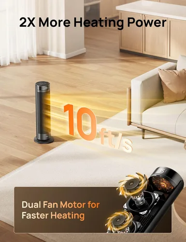 Miniatura 3 de Dreo – Calentador ambiental para habitación grande, calentador eléctrico de 23 pulgadas para uso en interiores, torre de 8 protecciones seguras