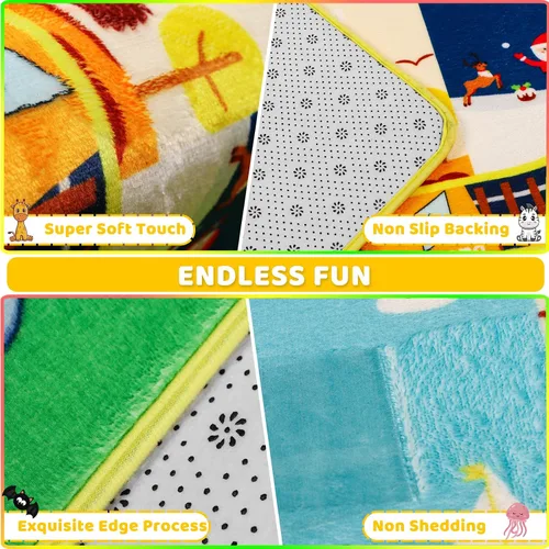 Miniatura 4 de Alfombra de ABC para niños para sala de juegos 59"×39.4" Alfombra de juego para bebés, alfombra de alfabeto, alfombra de animales, números, formas