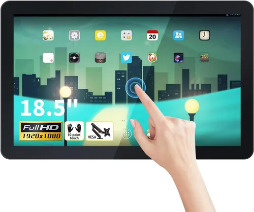 Tablet con monitor de pantalla táctil Android 11 de 18.5 pulgadas, FHD 16:9 1080P, WiFi y BT, altavoces incorporados, RK3568 2GB RAM y 32GB ROM,
