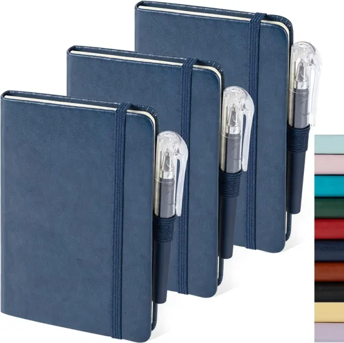 Miniatura 23 de Paquete de 3 cuadernos rayados con bolígrafo, cuadernos A5 (5.7 x 8.4 pulgadas) de tapa dura de cuero para mujeres y hombres, trabajo, 160 páginas