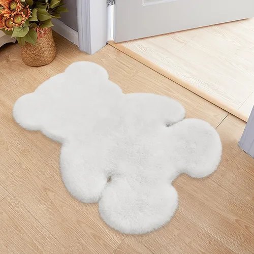 Miniatura 9 de Alfombra de pelo de oveja sintética de 2 pies, suave y esponjosa, bonita alfombra de felpa para guardería, habitación de niños y niñas, decoración