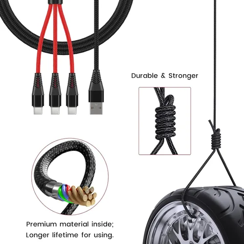 Miniatura 6 de Cargador para DJI Mini 4 Pro, Mini 3 Pro, Mavic 3, Air 2S, Avata Drone, cable de carga rápida 3 en 1 3A USB C con adaptador para controlador remoto