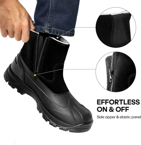 Miniatura 2 de NORTIV 8 Botas de nieve de invierno para hombre, impermeables, aisladas, sin cordones