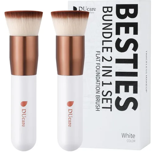 Miniatura 17 de DUcare Brocha para Base, Brocha Kabuki de Punta Plana Sintética Profesional para Maquillaje, Mezcla de Líquidos, Polvo Mineral, Pulido, Punteado