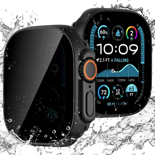 Miniatura 19 de Goton Estuche de Privacidad Resistente al Agua para Apple Watch Protector de Pantalla, Película de Vidrio Templado Anti-Espía Funda de PC Rígida