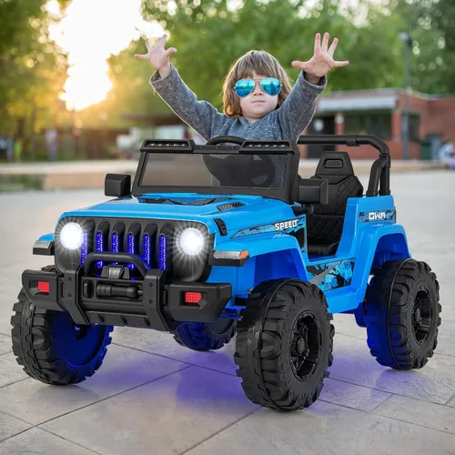 Miniatura 2 de OLAKIDS Camión de paseo para niños, vehículo eléctrico de 12 V con control remoto, automóvil para niños pequeños a batería con música, bocina, 3 Azul