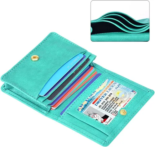 Miniatura 2 de XEYOU Funda para tarjetas de crédito, tarjetero para tarjetas de crédito, pequeña cartera de bolsillo frontal para mujer, Verde, Moderno