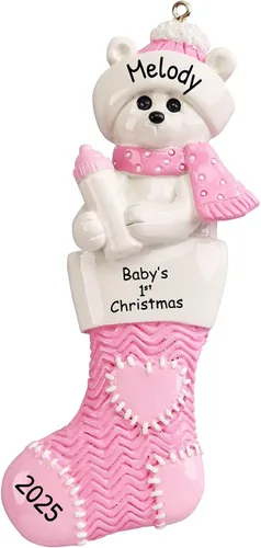 Miniatura 5 de Adorno personalizado de oso polar 2024-1ª Navidad, adornos de oso polar azul para árbol de Navidad, regalos para amantes de los animales, decoración
