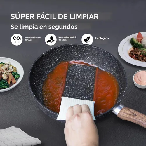 Miniatura 4 de MAISON ARTS Juego de ollas y sartenes antiadherentes, 12 piezas de granito negro de cocina compatibles con inducción, juegos de ollas y sartenes