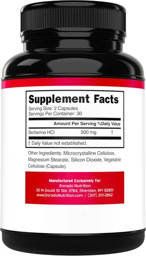 Miniatura 2 de Suplemento de berberina de 500 mg por porción (60 cápsulas) Berberina HCL para apoyo a la salud intestinal para hombres y mujeres - Suplementos