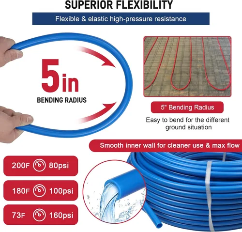 Miniatura 4 de Tubería PEX de 1/2 pulgada, 100 pies, 2 rollos, tubería PEX EVOH Pex-B, sin barrera de oxígeno, duradero, a prueba de fugas, flexible para líneas