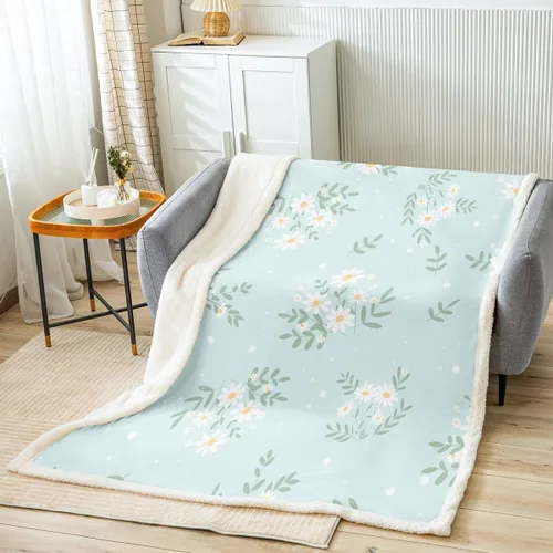 Miniatura 15 de Manfei Manta de margaritas, manta de flores amarillas y blancas para sofá, manta de cama de jardín botánico para niños y niñas, decoración