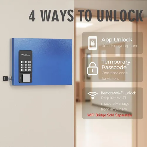 Miniatura 3 de Caja de bloqueo de 16 llaves de montaje en pared, APP Bluetooth/Contraseña de una sola vez/Control remoto Wi-Fi, gabinete de llaves inteligente