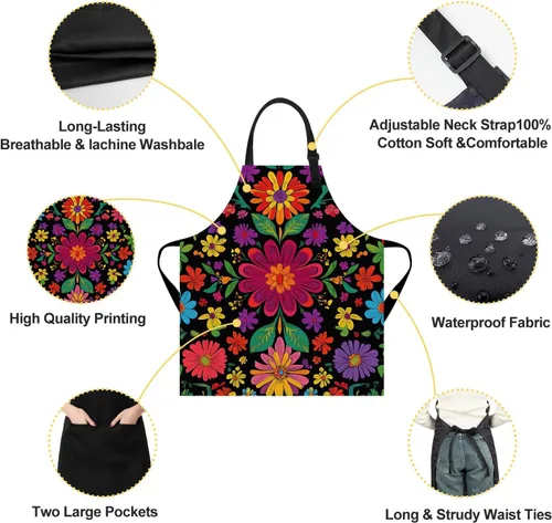 Miniatura 5 de Delantal de cocina para el hogar, cocina, horneado, jardinería, para mujeres y hombres, con bolsillos, delantal impermeable, 32 x 28 pulgadas