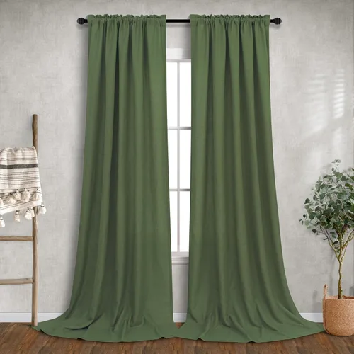 Miniatura 90 de Cortinas blancas puras de 38 pulgadas de ancho para dormitorio, juego de 2 paneles de cortinas de privacidad con bolsillo para barra, cortinas