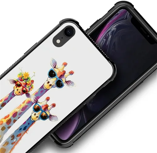 Miniatura 4 de CARLOCA Funda para iPhone XR, diseño de jirafa de cristal, ultra protección, a prueba de golpes, silicona suave TPU antideslizante para iPhone XR