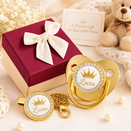 Miniatura 3 de Juego de chupete personalizado con nombre, chupete y clip de lujo con diamantes de imitación, regalo de recuerdo de bebé recién nacido