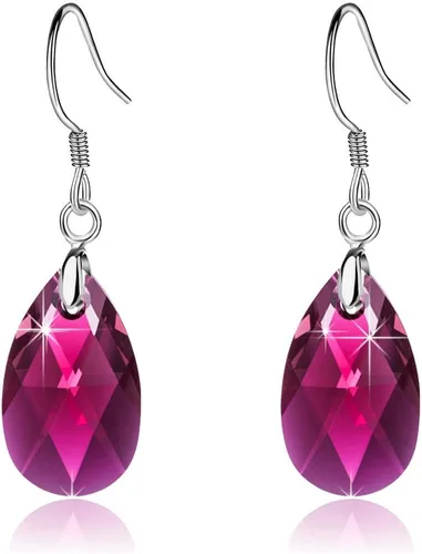 Aretes colgantes de cristal austriaco con forma de lágrima para mujer, joyería hipoalergénica de plata de ley 925